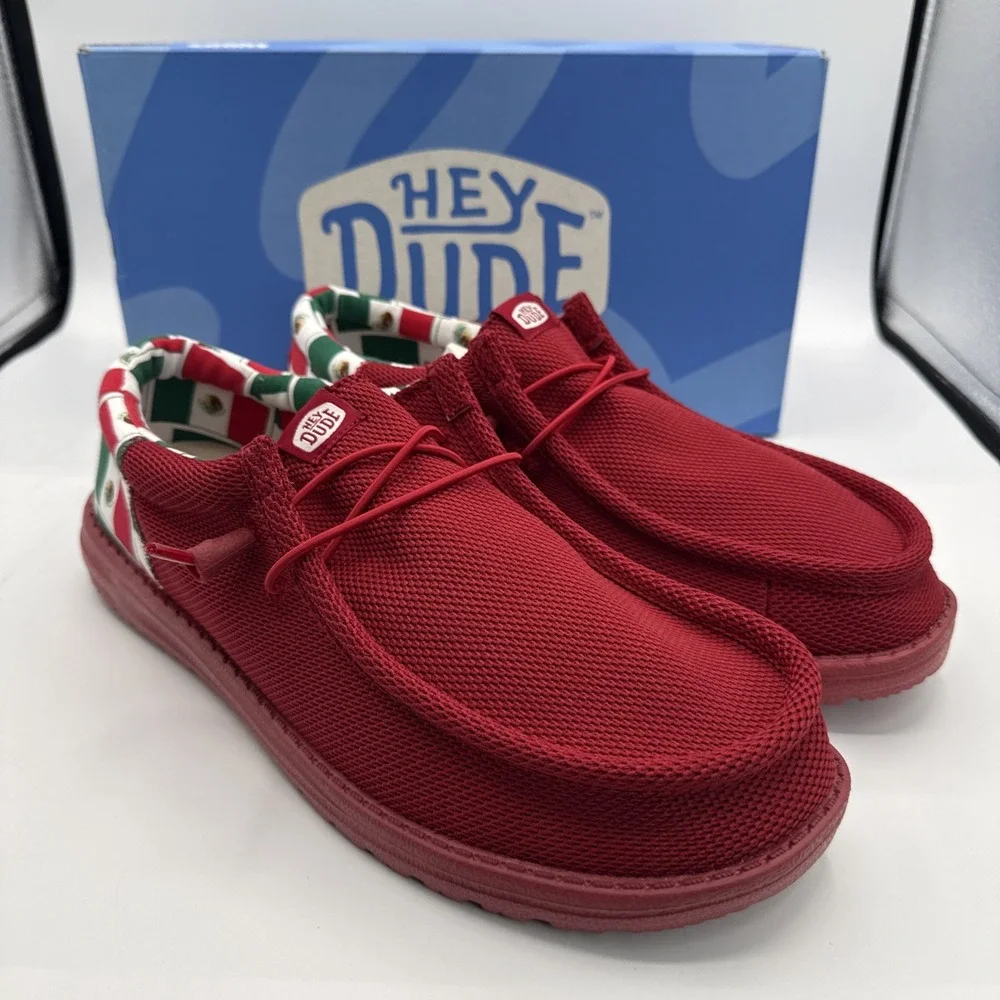 Hey Dude Wally‎ Funk Red Mexican Flag Shoes Men Size 12 Slip On 42285-6WE